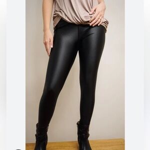 Bebe Shiny Faux Leather Stretch Leggings Black